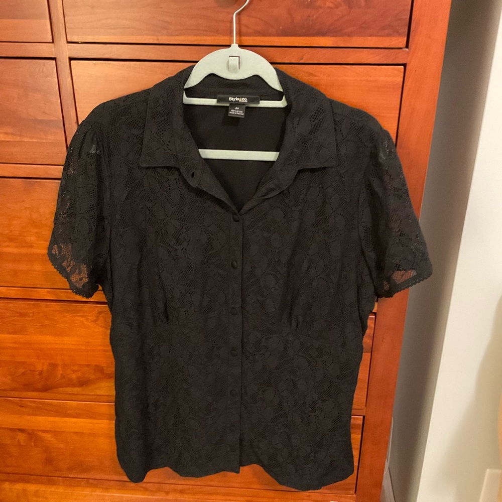 Style & Co. Women's Black Lace Top 2X